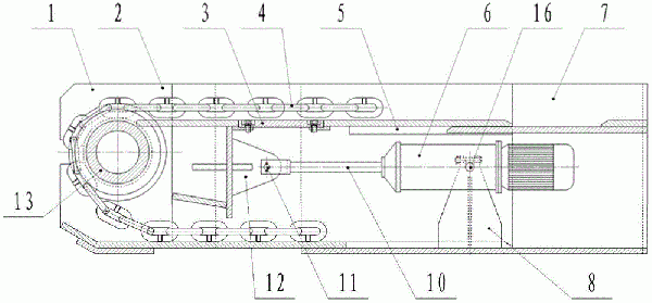 用于刮板輸送機(jī)刮板鏈自動(dòng)調(diào)節(jié)松緊的機(jī)尾