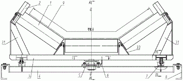 帶式輸送機(jī)自動(dòng)調(diào)偏結(jié)構(gòu)