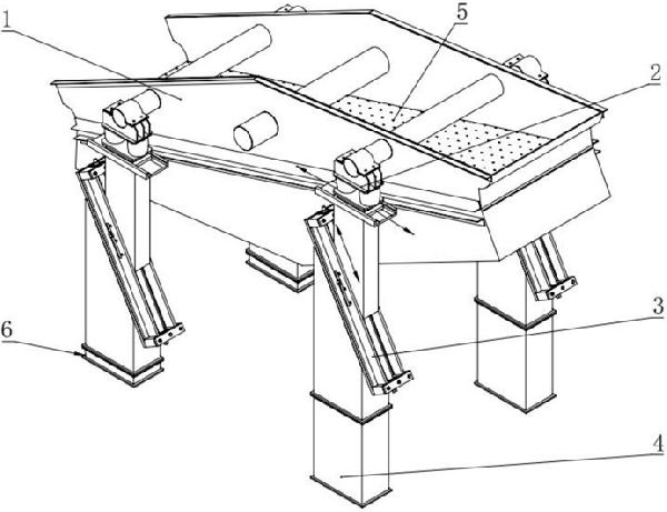 設(shè)有篩分角調(diào)節(jié)機(jī)構(gòu)的振動(dòng)篩