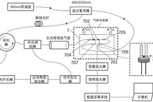 激光內(nèi)腔雙光譜石英增強型痕量氣體傳感系統(tǒng)及方法