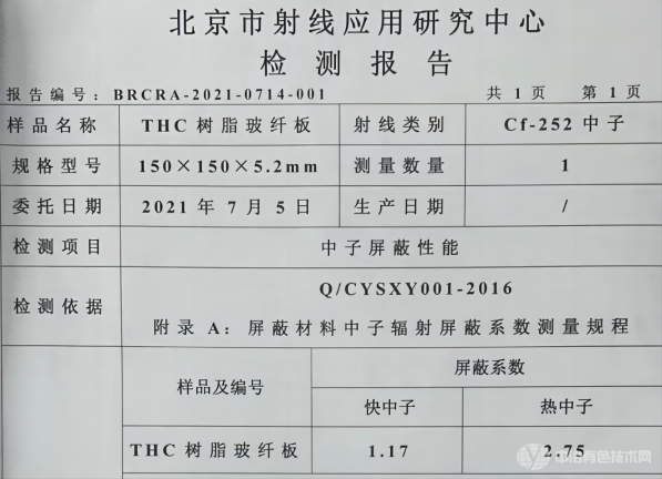 雷達透波、中子吸收測試